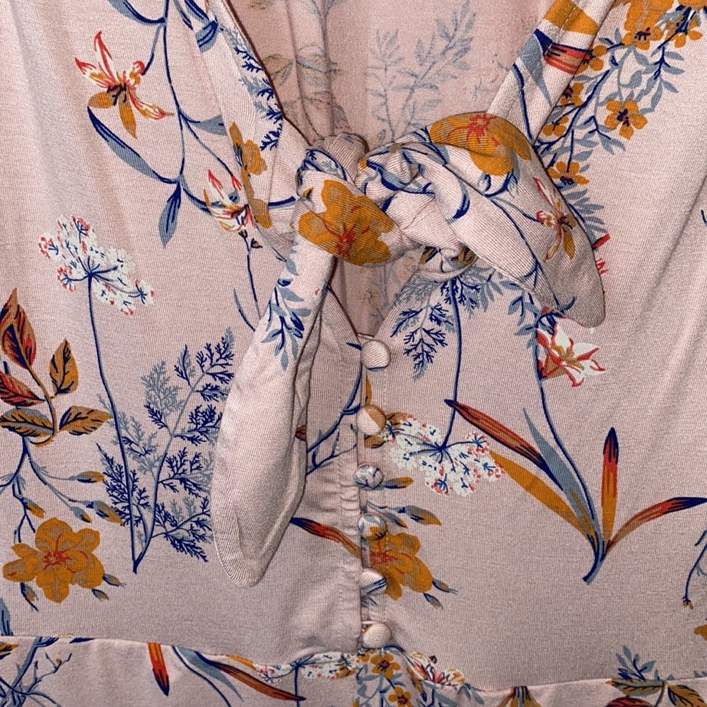 Jessica Simpson Pink Floral Tie-Front Romper - Picture 10 of 13